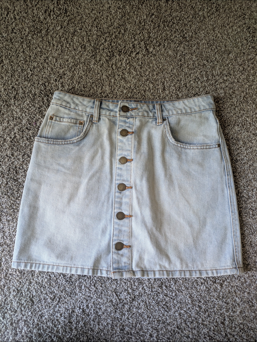 Billabong Light Denim Button-Front Mini Skirt